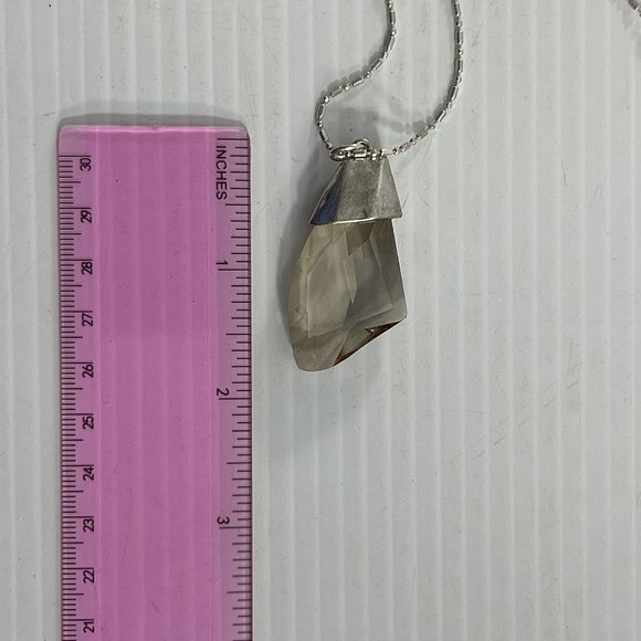 Chicos Necklace Long Strand Faceted Crystal Pendant Silver Tone 20" Adjustable - Picture 9 of 9